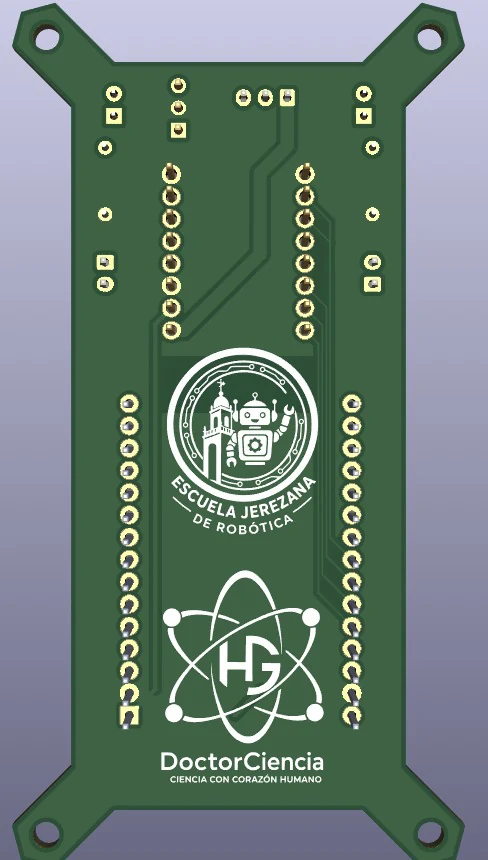 Reverso de PCB personalizada con identidad de DoctorCiencia.
